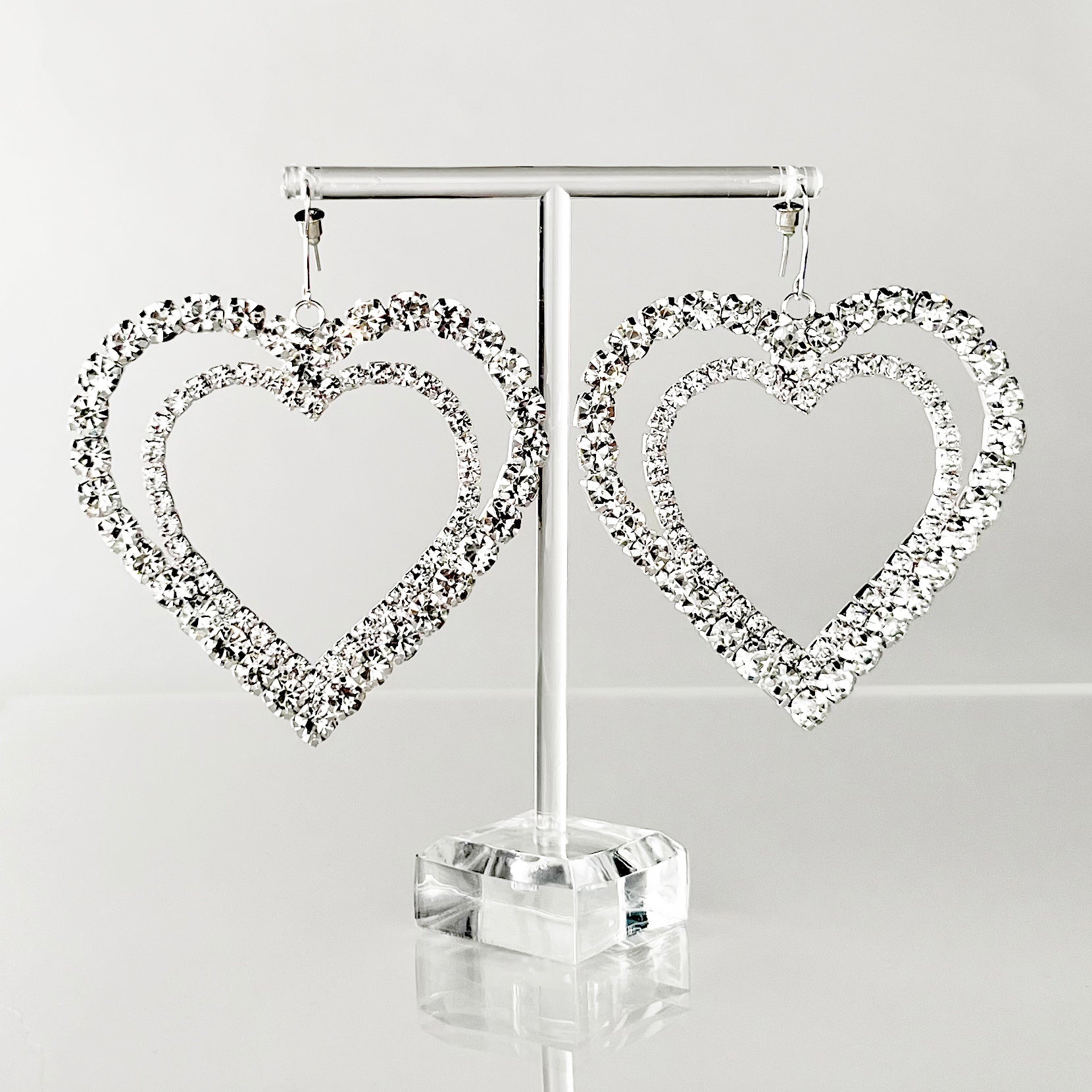 XL Crystal Heart Earrings