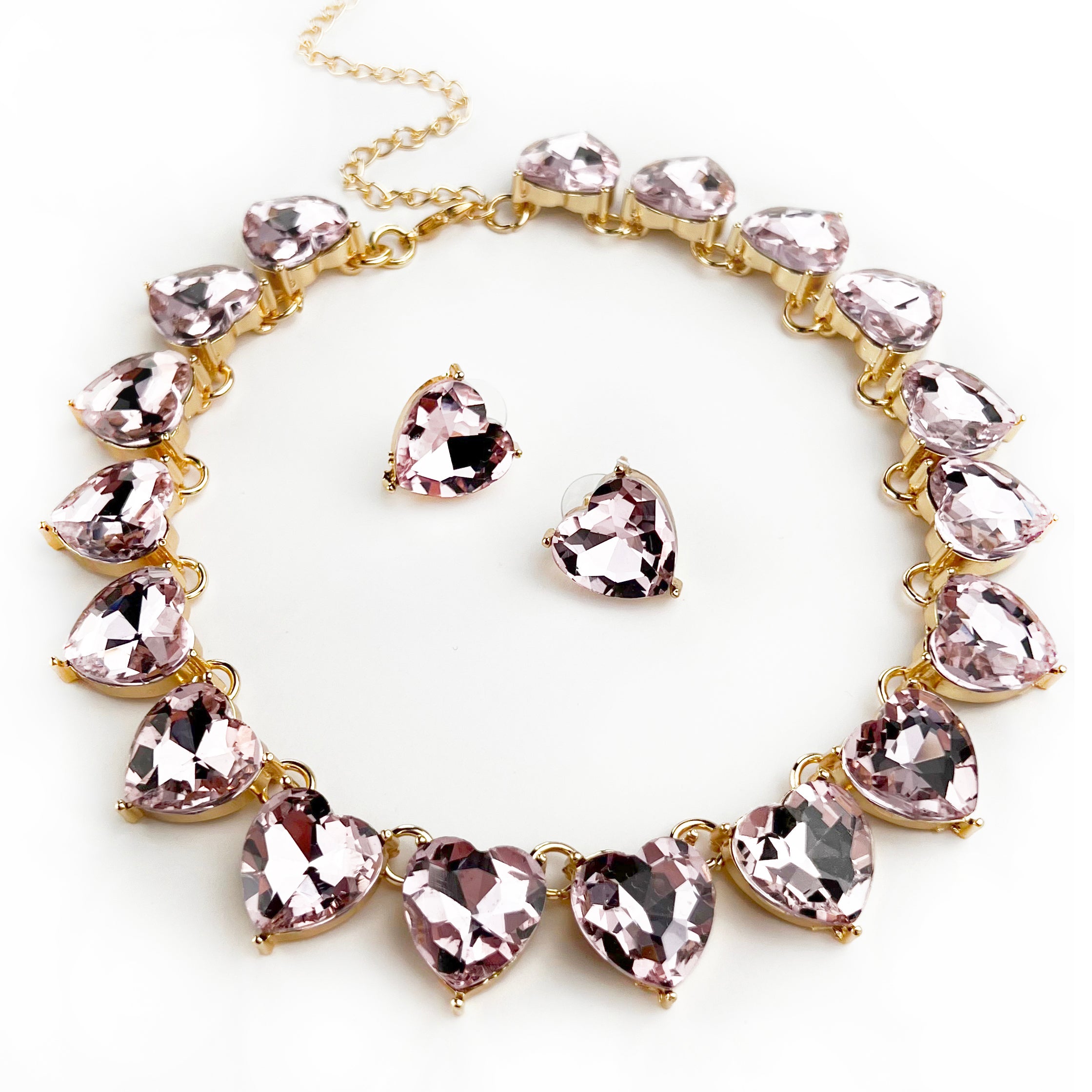 Buy Pink Rose Gold-Plated American Diamond Studded Necklace Jewellery Set  online from Karat Cart