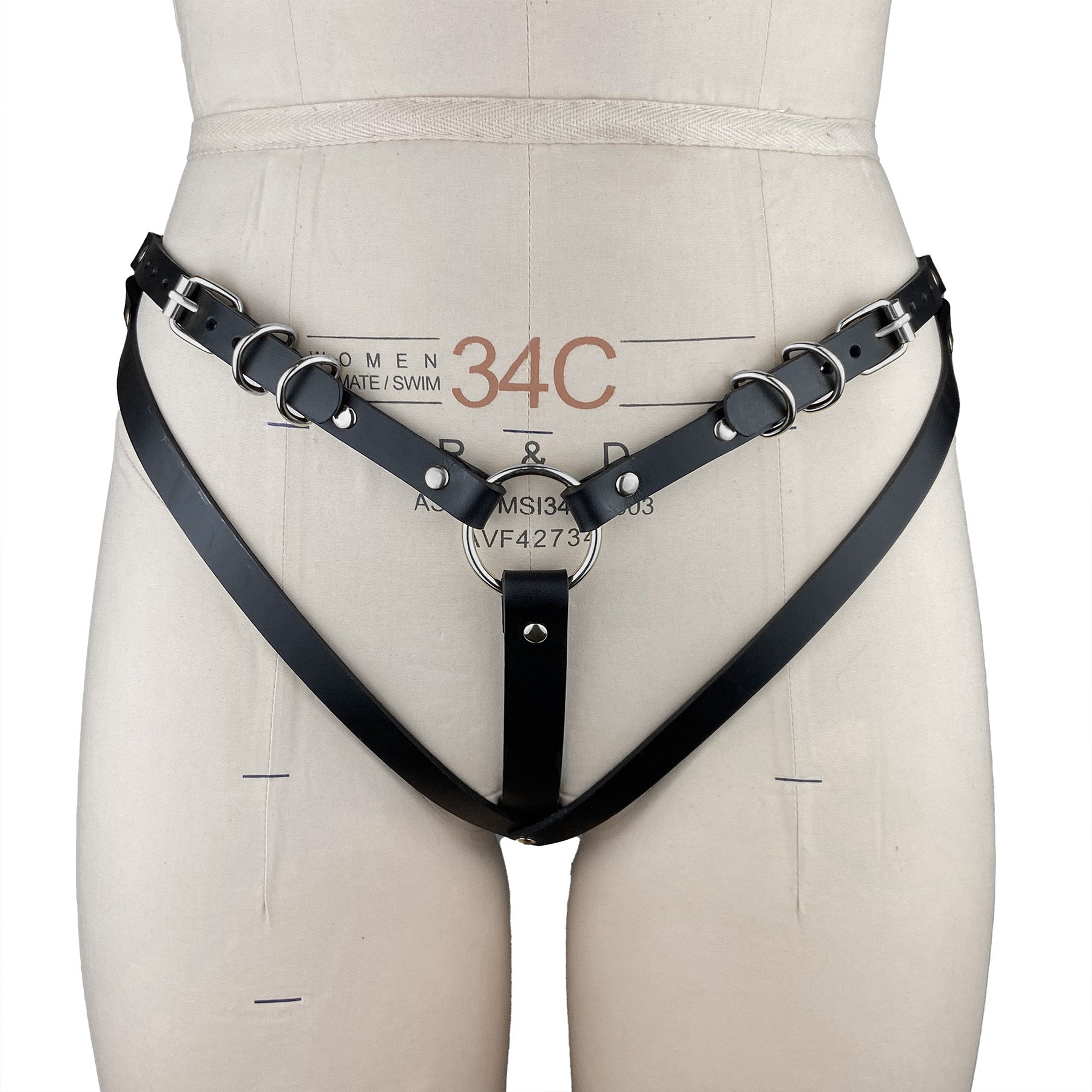 luxury Italian leather fashion and fetish women's men's gabriella thong, bespoke, made-to-order in nyc, front view